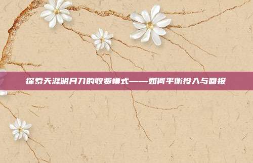 探索天涯明月刀的收费模式——如何平衡投入与回报