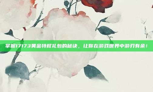 掌握17173黄金特权礼包的秘诀，让你在游戏世界中游刃有余！