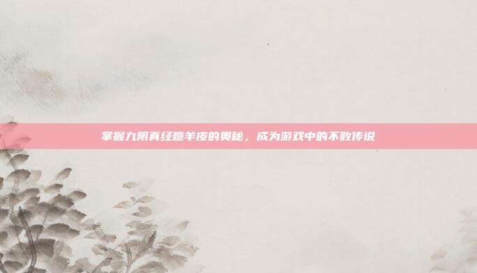 掌握九阴真经糙羊皮的奥秘,成为游戏中的不败传说