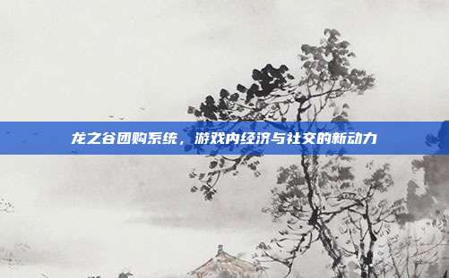 龙之谷团购系统,游戏内经济与社交的新动力
