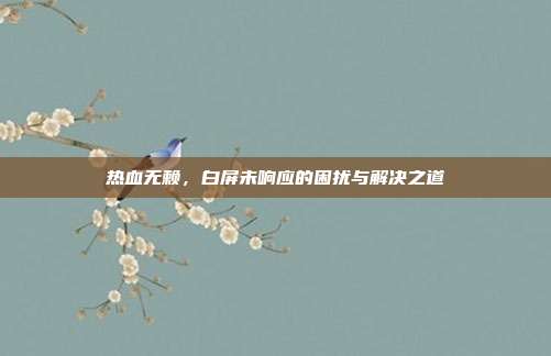热血无赖，白屏未响应的困扰与解决之道