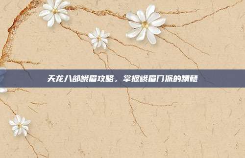 天龙八部峨眉攻略，掌握峨眉门派的精髓