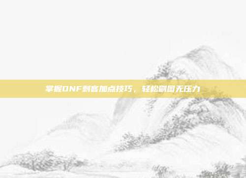 掌握DNF刺客加点技巧，轻松刷图无压力
