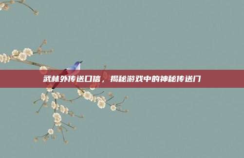 武林外传送口信,揭秘游戏中的神秘传送门