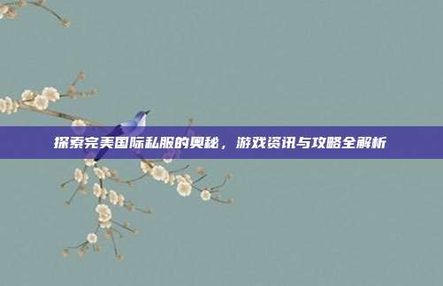 探索完美国际私服的奥秘，游戏资讯与攻略全解析