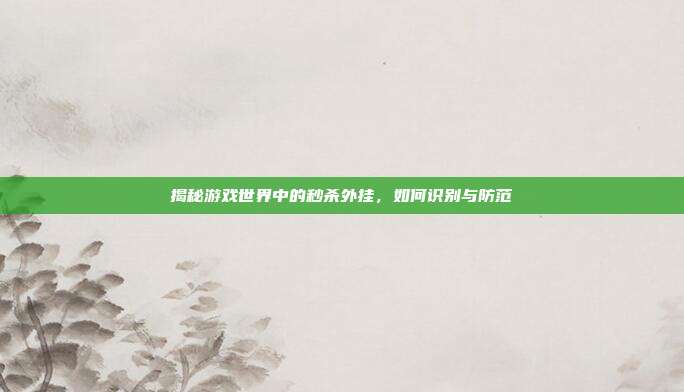 揭秘游戏世界中的秒杀外挂,如何识别与防范