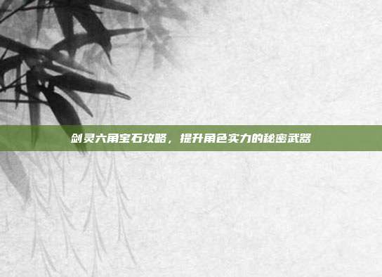 剑灵六角宝石攻略,提升角色实力的秘密武器