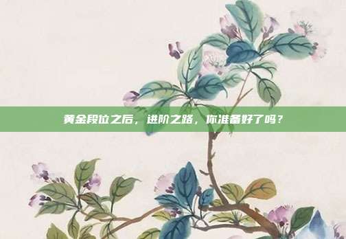 黄金段位之后,进阶之路,你准备好了吗?