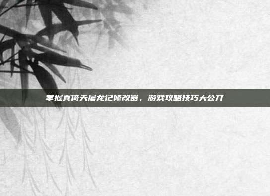 掌握真倚天屠龙记修改器,游戏攻略技巧大公开