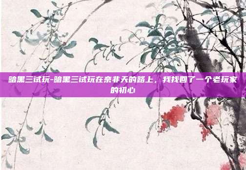 暗黑三试玩-暗黑三试玩在奈非天的路上,我找回了一个老玩家的初心