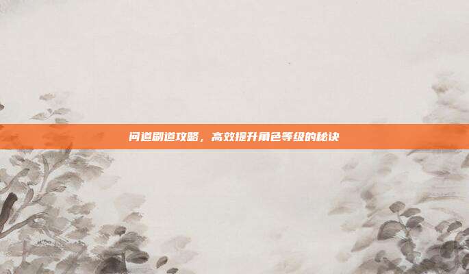 问道刷道攻略,高效提升角色等级的秘诀