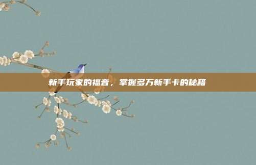 新手玩家的福音，掌握多万新手卡的秘籍
