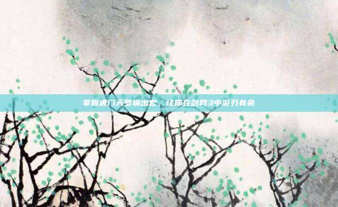 掌握唐门天罗输出宏，让你在剑网3中游刃有余