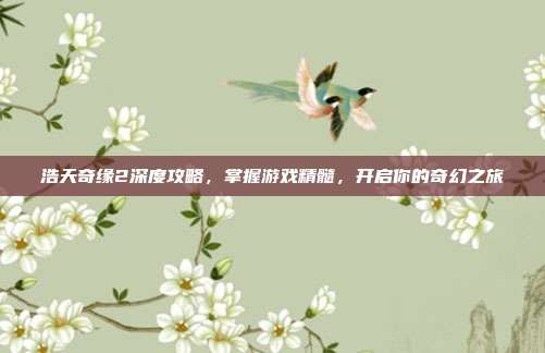 浩天奇缘2深度攻略,掌握游戏精髓,开启你的奇幻之旅