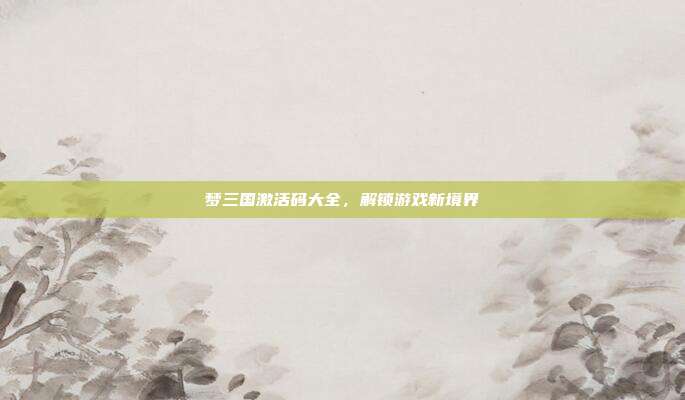 梦三国激活码大全，解锁游戏新境界