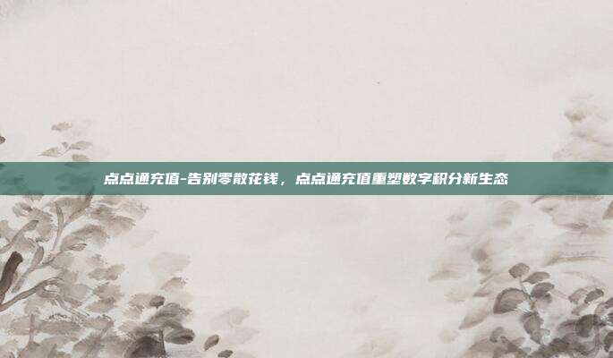 点点通充值-告别零散花钱,点点通充值重塑数字积分新生态