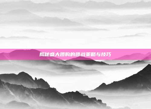 揭秘盛大团购的团战策略与技巧