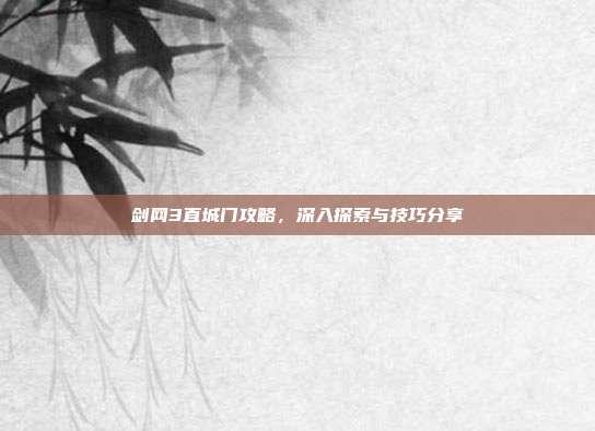 剑网3直城门攻略,深入探索与技巧分享