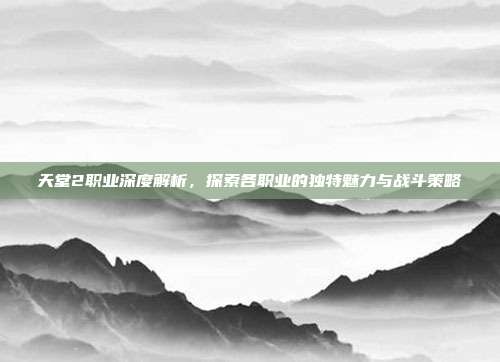天堂2职业深度解析,探索各职业的独特魅力与战斗策略