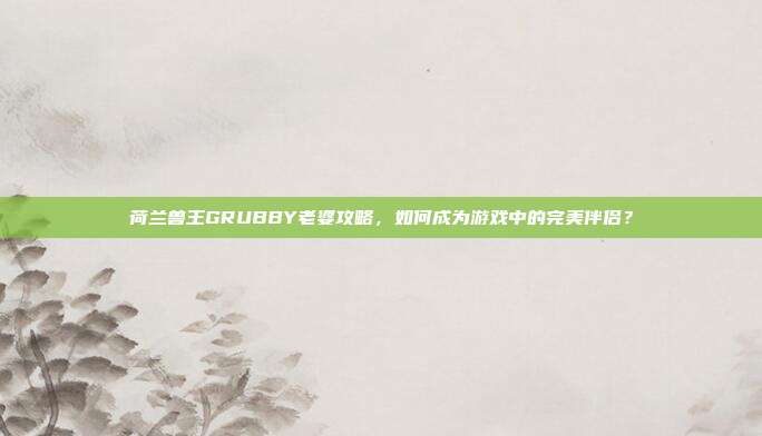 荷兰兽王GRUBBY老婆攻略,如何成为游戏中的完美伴侣?