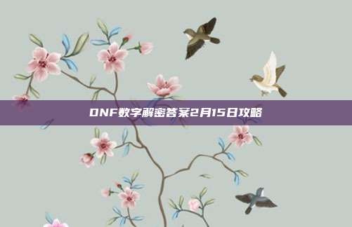 DNF数字解密答案2月15日攻略