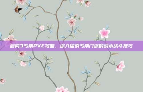 剑网3丐帮PVE攻略,深入探索丐帮门派的副本战斗技巧