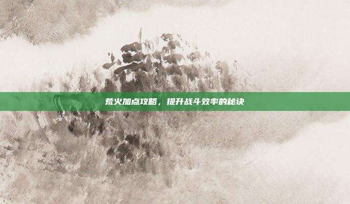 荒火加点攻略,提升战斗效率的秘诀