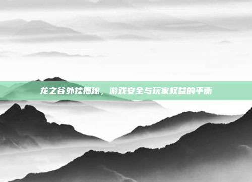 龙之谷外挂揭秘,游戏安全与玩家权益的平衡