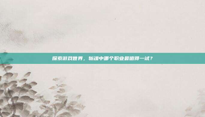 探索游戏世界，斩魂中哪个职业最值得一试？