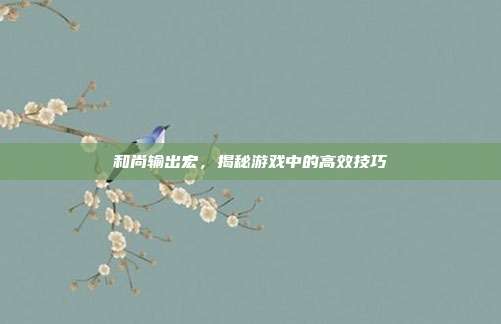 和尚输出宏，揭秘游戏中的高效技巧