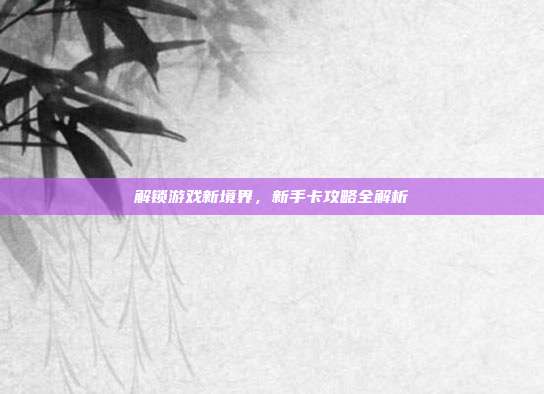 解锁游戏新境界,新手卡攻略全解析
