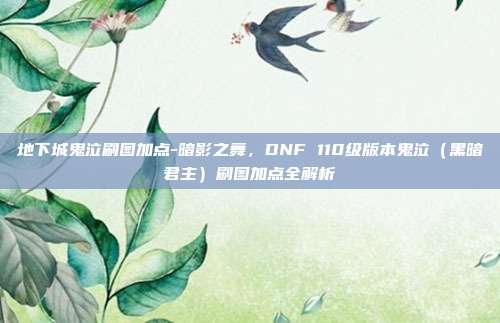 地下城鬼泣刷图加点-暗影之舞，DNF 110级版本鬼泣（黑暗君主）刷图加点全解析