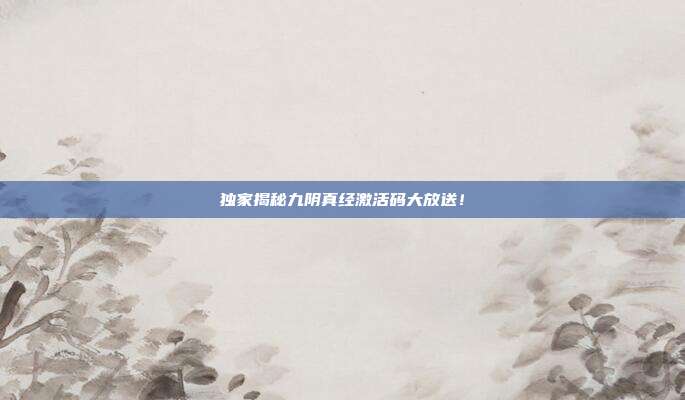独家揭秘九阴真经激活码大放送!