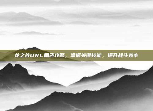 龙之谷DWC角色攻略,掌握关键技能,提升战斗效率