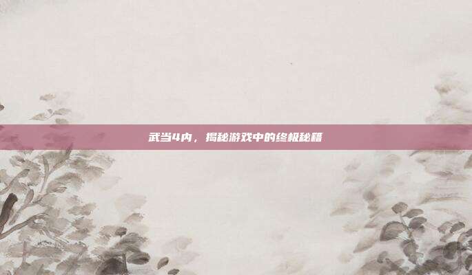武当4内,揭秘游戏中的终极秘籍