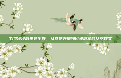 Ti3冷冷的电竞生涯,从默默无闻到世界冠军的华丽转变