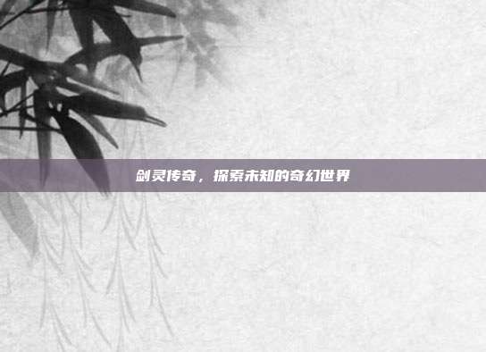 剑灵传奇,探索未知的奇幻世界