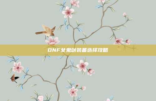 DNF女鬼剑装备选择攻略
