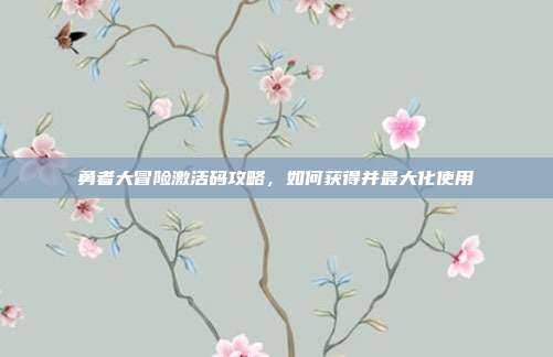 勇者大冒险激活码攻略,如何获得并最大化使用