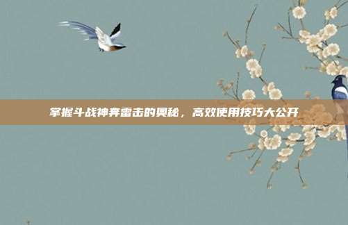 掌握斗战神奔雷击的奥秘,高效使用技巧大公开