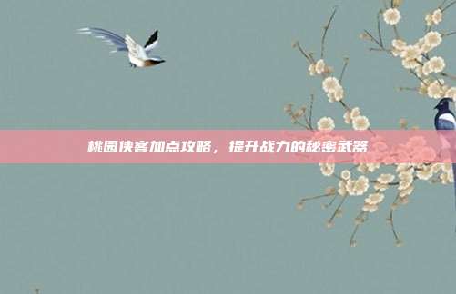 桃园侠客加点攻略,提升战力的秘密武器