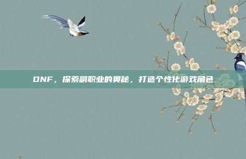 DNF,探索副职业的奥秘,打造个性化游戏角色