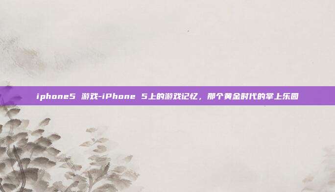 iphone5 游戏-iPhone 5上的游戏记忆,那个黄金时代的掌上乐园