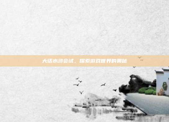 大话水浒会试,探索游戏世界的奥秘