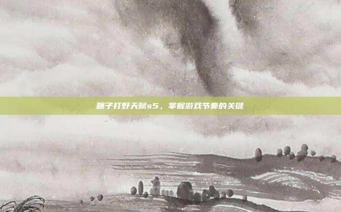 瞎子打野天赋s5,掌握游戏节奏的关键