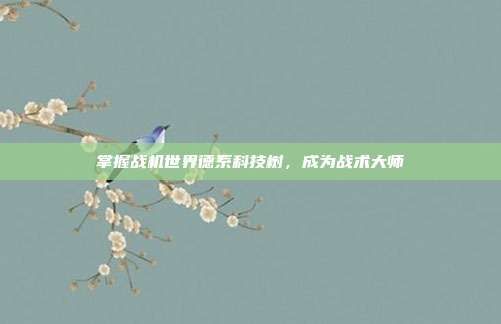 掌握战机世界德系科技树，成为战术大师