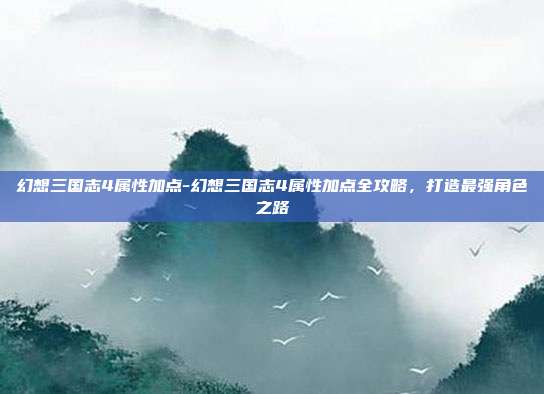 幻想三国志4属性加点-幻想三国志4属性加点全攻略，打造最强角色之路