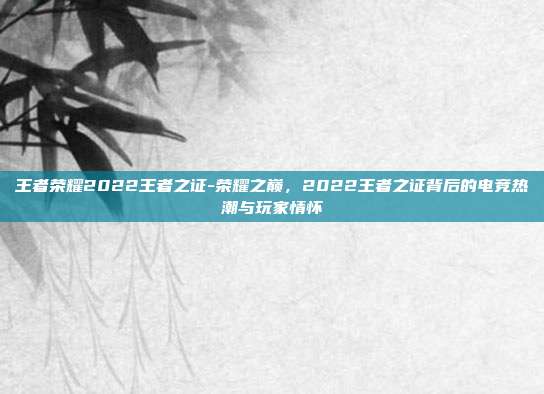 王者荣耀2022王者之证-荣耀之巅,2022王者之证背后的电竞热潮与玩家情怀