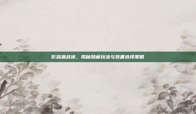 影踪派战袍,揭秘隐藏玩法与装备选择策略
