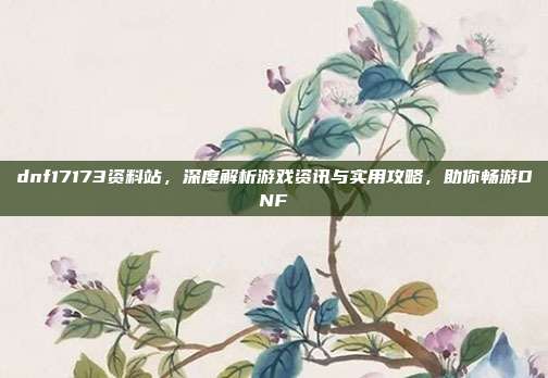 dnf17173资料站,深度解析游戏资讯与实用攻略,助你畅游DNF